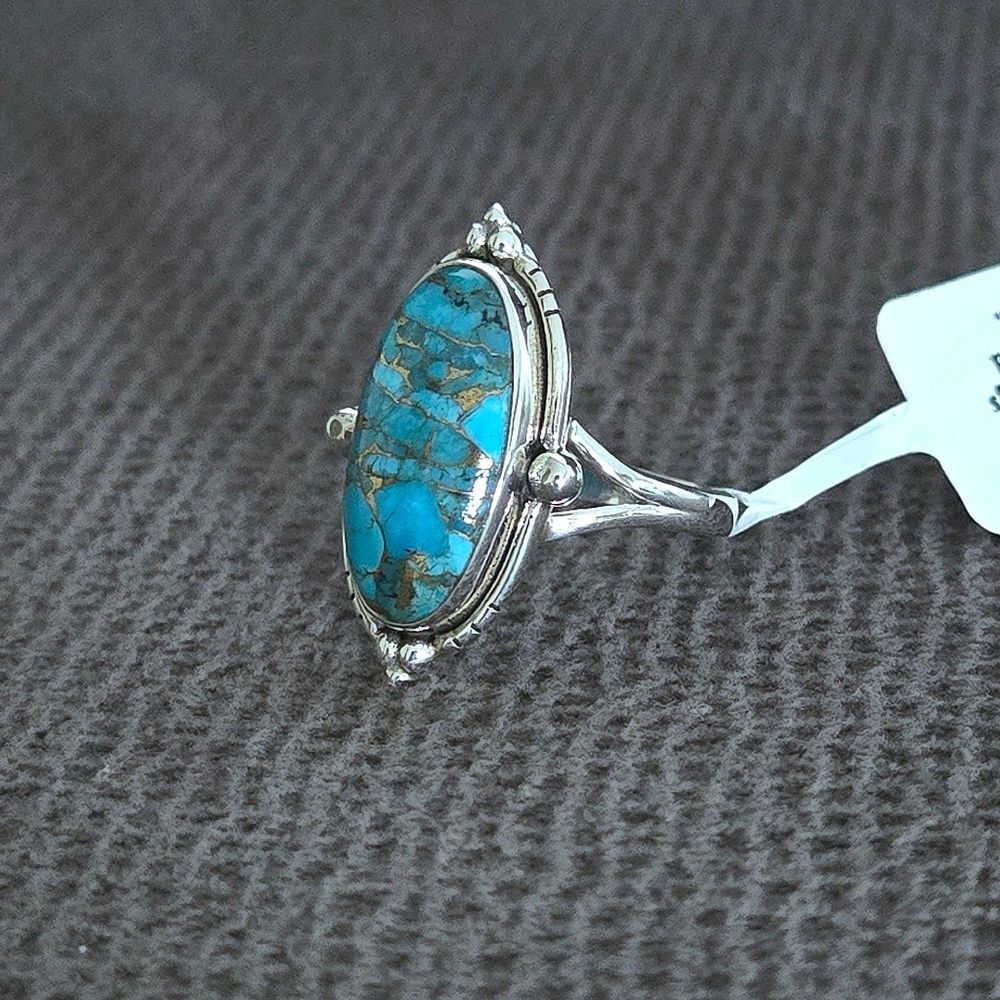 ✨️HP✨️ Shivam Oval Shaped Blue💙 Copper Turquoise Statement Ring💍 - NWT - Picture 8 of 16